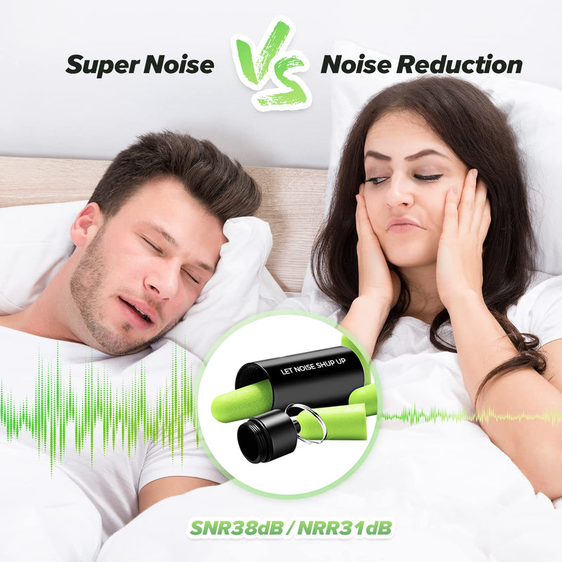 [Australia] - ERM TOOL Ultra Soft Foam Earplugs, 60 Pairs Reusable Earplugs for Sleeping, 38dB Highest SNR, & Comfortable Hearing Protection Snoring, Studying, Travel, Motorcycle, Loud Noise etc - Lemon Green 