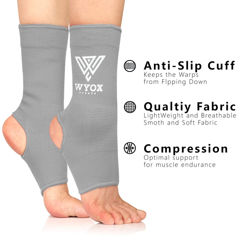 [Australia] - WYOX Ankle Wraps Support Boxing Gear for Men Women Muay Thai Ankle Support Kickboxing Wraps Gym Ankle Support (Pair) Grey L / XL (Women 7.0 - 10.5/ Men 6.0 - 9.5) 