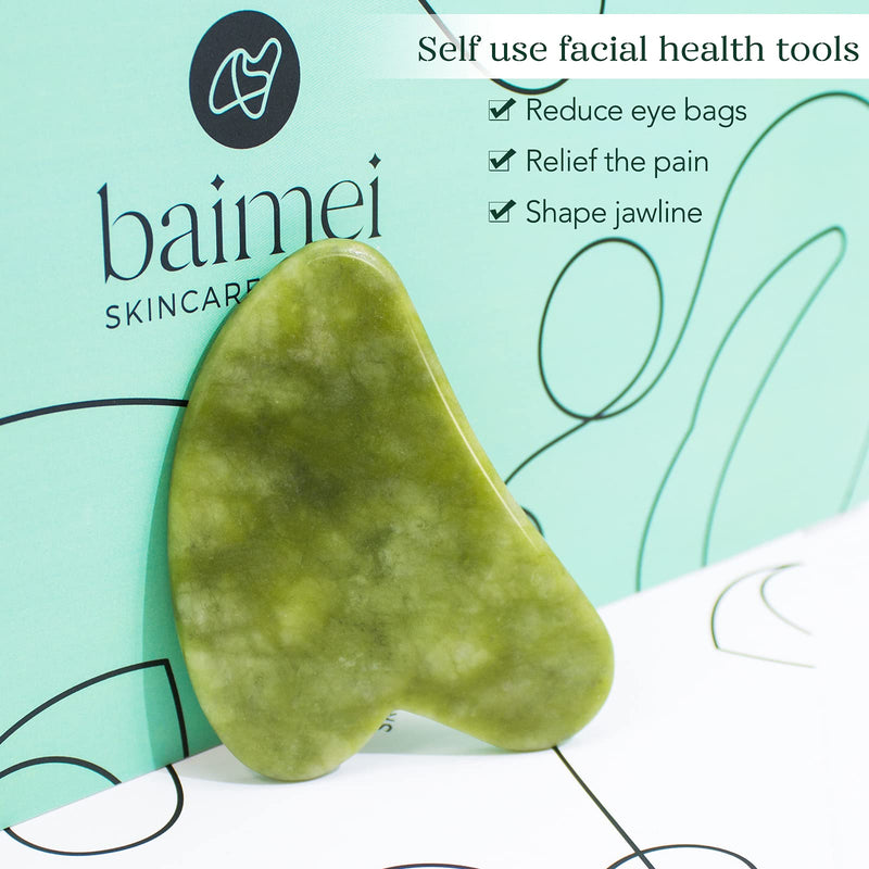 [Australia] - BAIMEI Gua Sha Facial Tool for Face and Body, Lymphatic Drainage Massage Tool for Deep Tissue of Tensions and Pains a-Mineral Green 