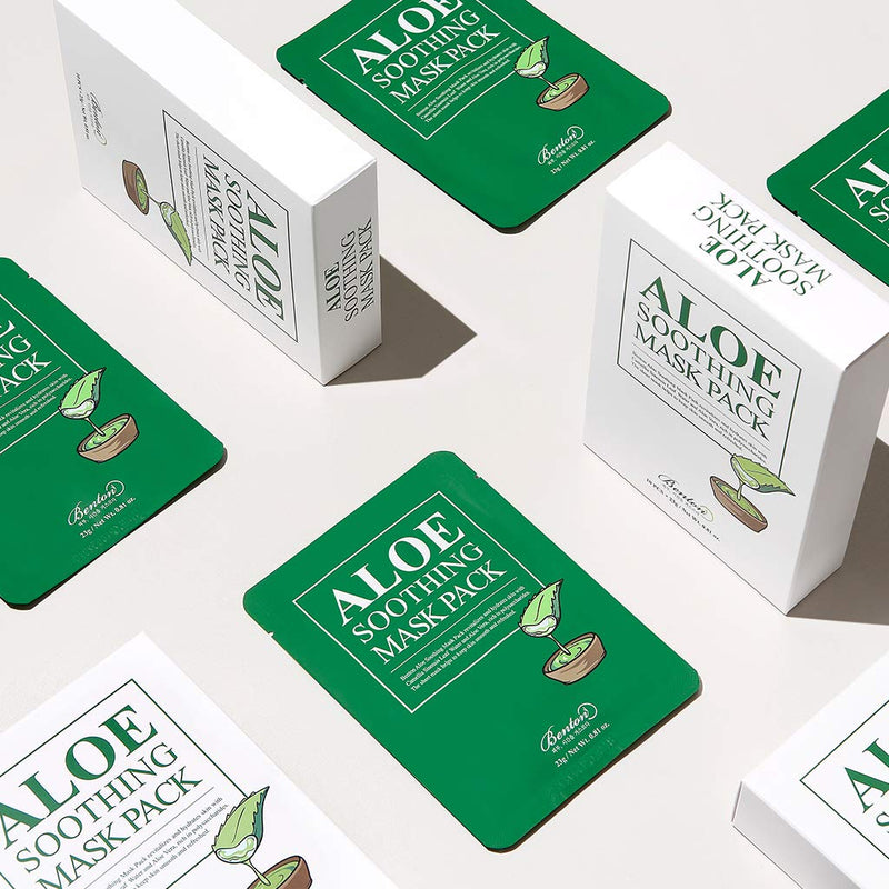 [Australia] - BENTON Aloe Soothing Mask Pack 23g 10 Pack - Aloe & Green Tea Leaf Water Contained Hydrating and Cooling Facial Mask Sheet, Fresh Moisturizing and Cooling Effect 