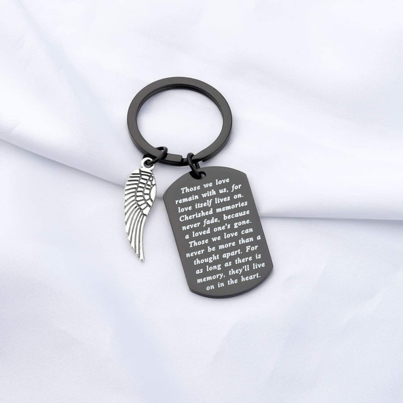 [Australia] - FUSTMW Memory Keychain Loving Gifts Loss Jewelry in Memory of Dad Mom Loved Wing Charm Black 