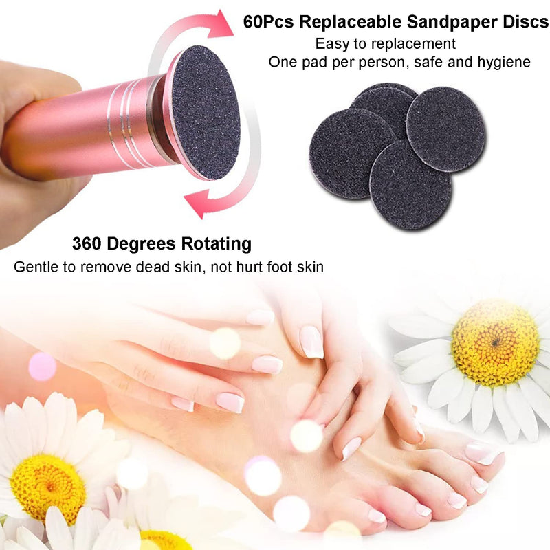 [Australia] - Busdeals Electric Foot Callus Remover(Speed Adjustable) with 60pcs Replaceable Sandpaper Discs, Electronic Foot File Pedicure Foot Sander for Dead Skin Removal(Pink) 