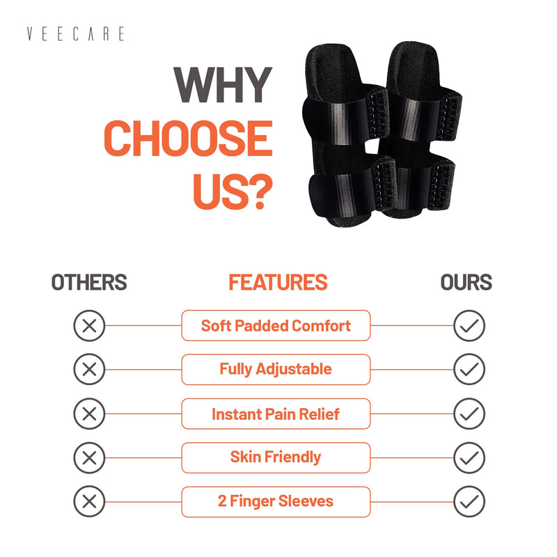 [Australia] - Veecare Trigger Finger Splints for Broken Fingers - Set of 2 - Brace joint Support - Finger Cast with additional 2- Nylon Finger Sleeves - Straightening Arthritis 