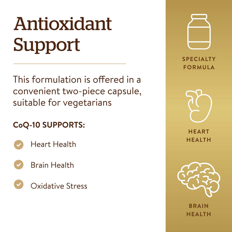 [Australia] - Solgar Vegetarian CoQ-10 200 mg, 60 Vegetable Capsules - Heart Healthy, Protective Antioxidant - Coenzyme Q10 (CoQ-10) Supplement - Vegan, Gluten Free, Dairy Free, Kosher - 60 Servings Standard Packaging 