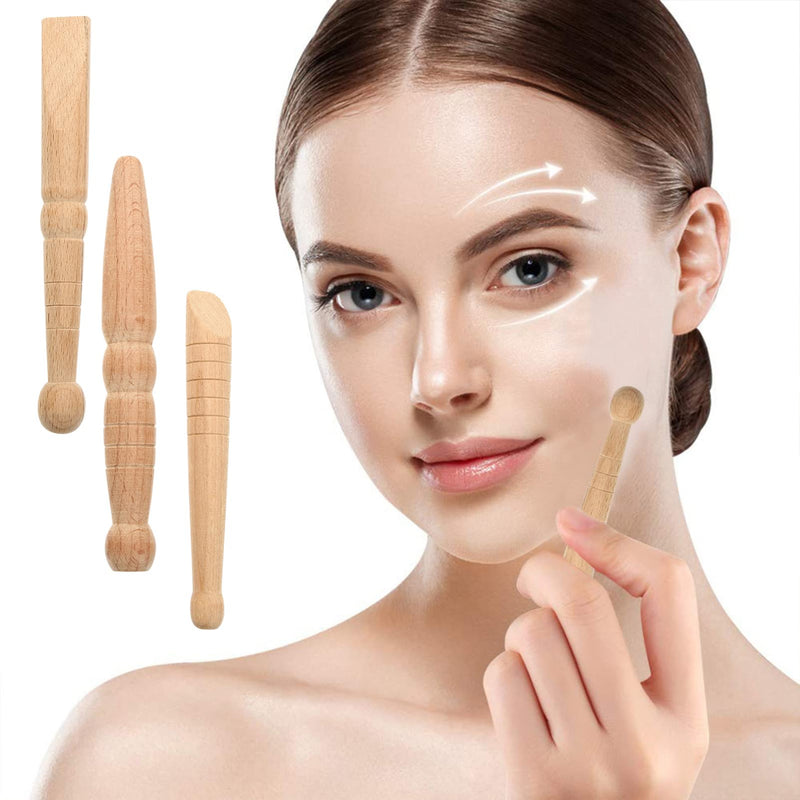 [Australia] - Healvian Foot Massagers Foot 3Pcs Reflexology Hand Massage Wooden Stick Tools Wood Health Therapys Traditional Tool Thai Massage Body Hand Face Neck Back Waist Hand Hand Massagers 
