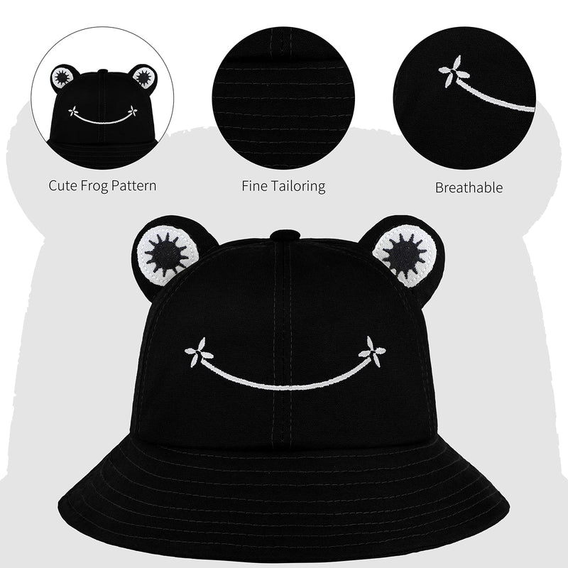 [Australia] - Cooraby Frog Bucket Hat Sun Hat Foldable Fisherman Hat Bucket Hat Unisex Bucket Sun Hat Outdoor 53-55 cm Black 