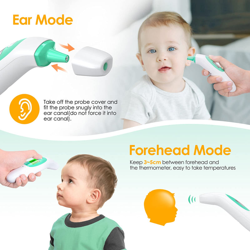 [Australia] - Infrared Digital Ear and Forehead Thermometer, KKmier Non Contact Medical Temperature Thermometer for Adults Children Baby and Object Surface High Temperature Alarm CE 