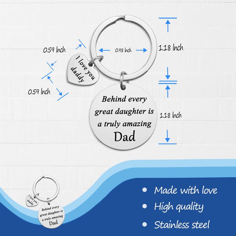 [Australia] - HN HNHB Great Daughter Amazing Dad Father Keychain Daddys & Daughter Best Gift Father's Day Jewelry Gifts Behind Daughter KE 