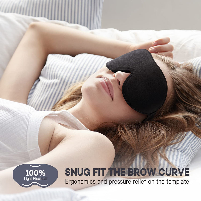 [Australia] - onaEz Sleep Masks, 2023 Upgraded 100% Darkness 3D Sleep Eye Mask with 12mm Recessed Eye Sockets, Breathable Comfortable Soft Milk Ice Silk Sleeping Mask for Traveling Napping All Night Sleeping Yoga Black 