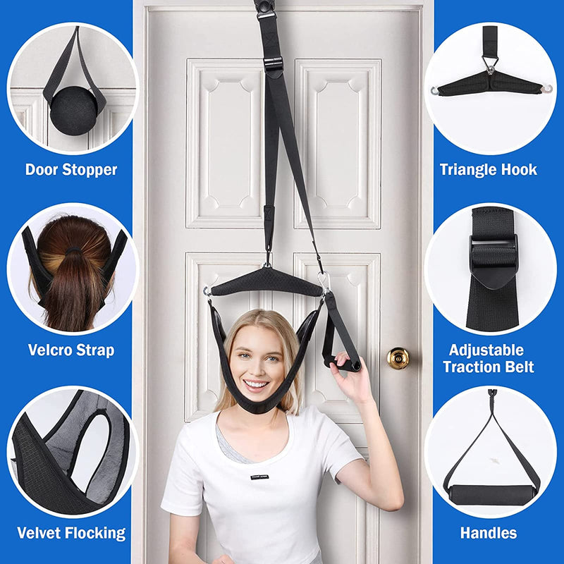 [Australia] - ALLWIN Neck Stretcher Cervical Traction Device, Hammock for Neck Pain Relief Stretcher, Over The Door Cervical Neck Traction Device for Spinal Decompression 