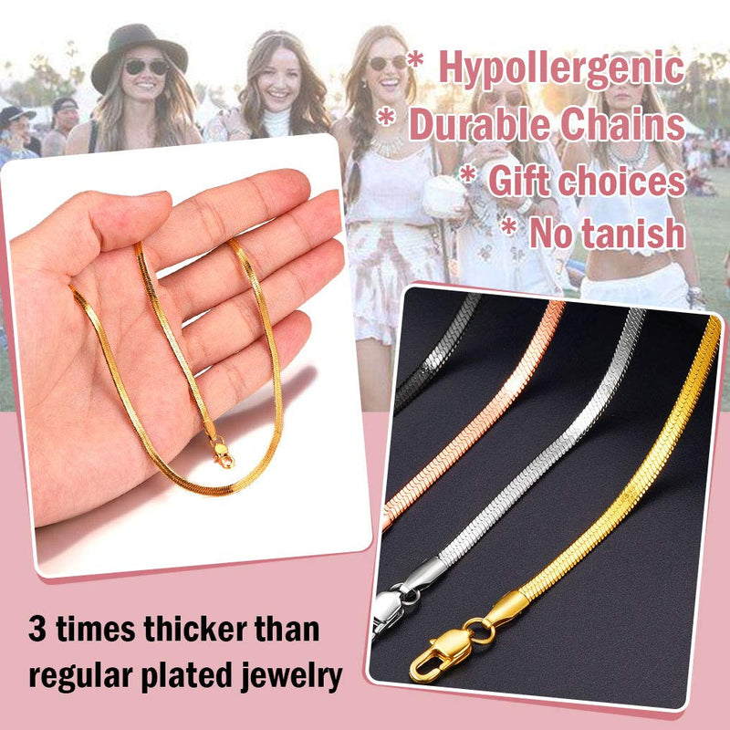 [Australia] - ChainsPro Girls Layered Necklace, Choker, Snake Calvice Chain, Delicate Dainty Jewelry, with Durable Clasp, 3/5MM Width, 12“/15"/18”(Send Gift Box) 12.0 Inches 00：3mm-gold tone 