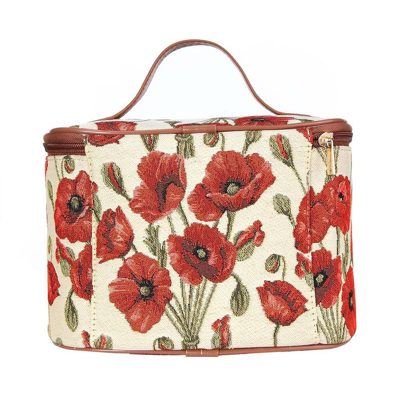 [Australia] - Signare Tapestry Toiletry Bag Makeup Organiser Bag for Women with Floral Design (Poppy, Toil-POP) Poppy 