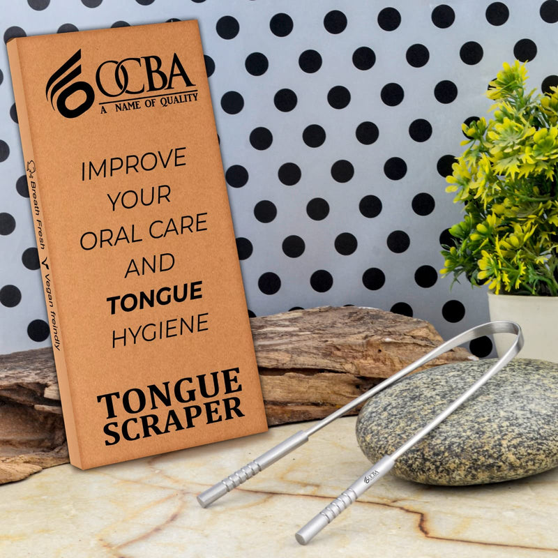 [Australia] - OCBA Tongue Scraper for Oral Health Natural Silver Tongue Cleaner Rustproof Use After Toothbrush for Fresh Breath Stainless Steel (1 Pack) 