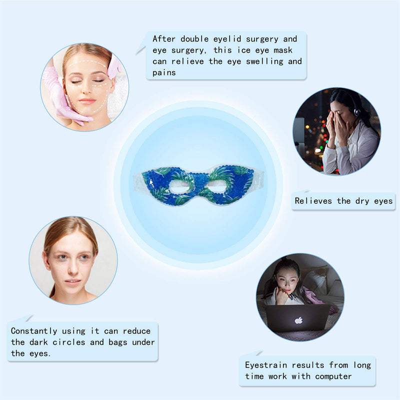 [Australia] - Cooling Eye Mask Reusable Gel Eye Mask for Puffiness, Cold Eye Mask Eye Ice Mask Pack for Dry Eyes,Puffy Eyes, Dark Circles,Headache, Migraine, Stress Relief (Leaves) Leaves 