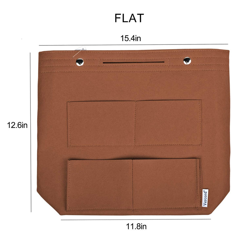[Australia] - Vercord Felt Tall Long Purse Tote Backpack Bag Insert Organizer Inside for Women Brown 