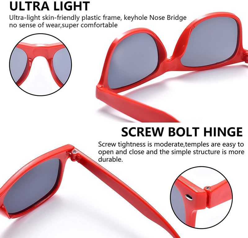 [Australia] - Sunglasses Reflective Mirror Lens Square Sunglasses Party Favors Non Polarized UV Protection 10 Pack Multicolor Frame-10pack 