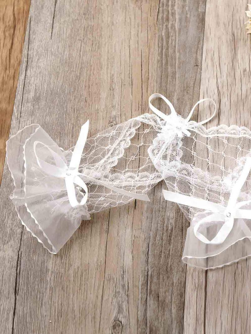 [Australia] - Jovono Women White Floral Pair of Rhinestone Bridal Lace Gloves- Evening Dress Gloves for Wedding Party Prom Opera (Short) 