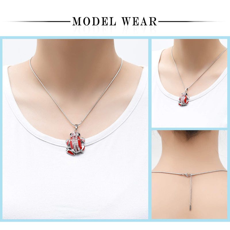 [Australia] - mingkejw Cremation Jewelry Frog Urn Necklace for Ashes Stainlee Steel Urn Necklace Keepsake for Human Ashes Red 