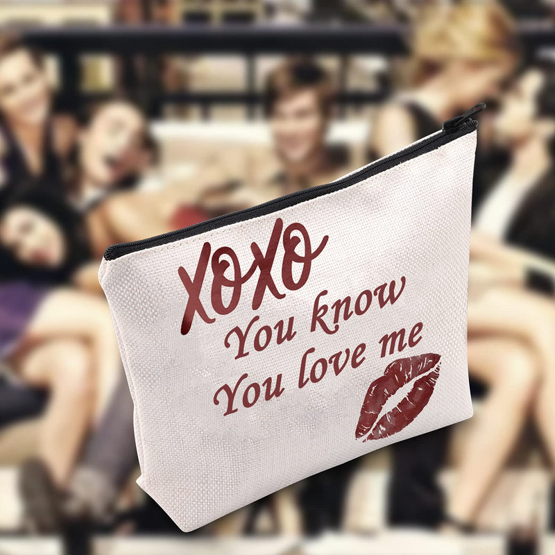 [Australia] - LEVLO Funny Gossip Girl Cosmetic Bag Serena Blair Fans Gift You Know You Love Me Make up Zipper Pouch Bag Gossip Girl Merchandise, You Know You Love Me, 