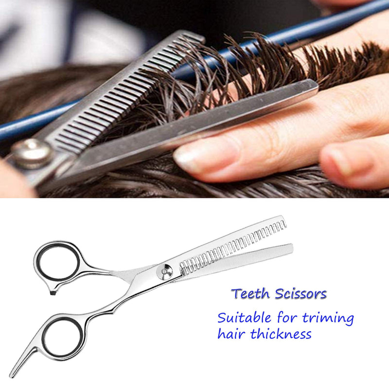 [Australia] - ESSOY Professional Thinning Shears Hair Cutting Teeth Scissors(6.7-Inches),Stainless Steel Haircut Scissor with Fine Adjustment Screw for Home Salon,Barber Hairdressing Scissor for Women Men Kids Silver 