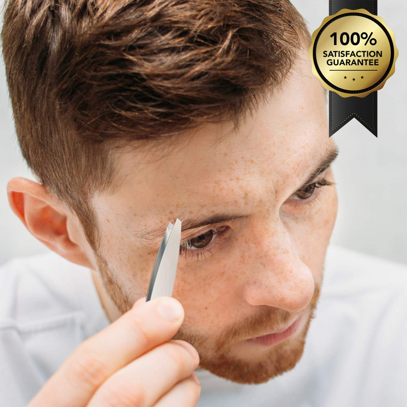 [Australia] - Tweezees Precision Stainless Steel Tweezers | Professional Slant Tip & Splinter Tip Tweezer | Extra Sharp Hair Removal Tool | For Eyebrow Shaping 