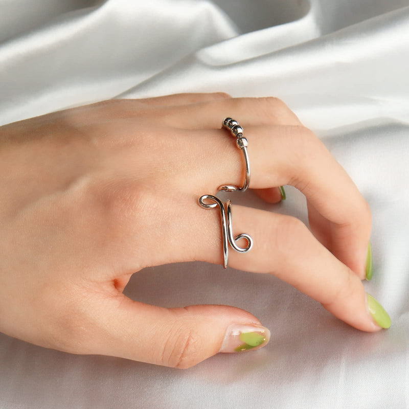 [Australia] - Anxiety Ring with Beads Fidget Spinning Rings for Women Worry Anxiety Beads Rings for Men Anxiety Ring 2 