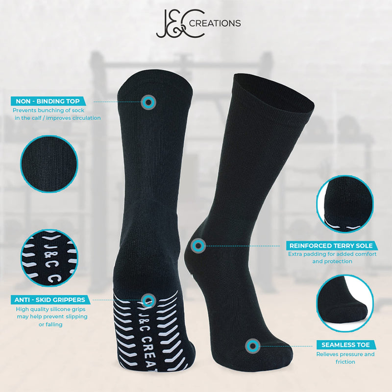 [Australia] - Hospital Socks With Grips - Diabetic Neuropathy Socks - Physician Designed - Non-Slip Socks (Size: Mens 10-13, Womens 9-11) Black (Men) 