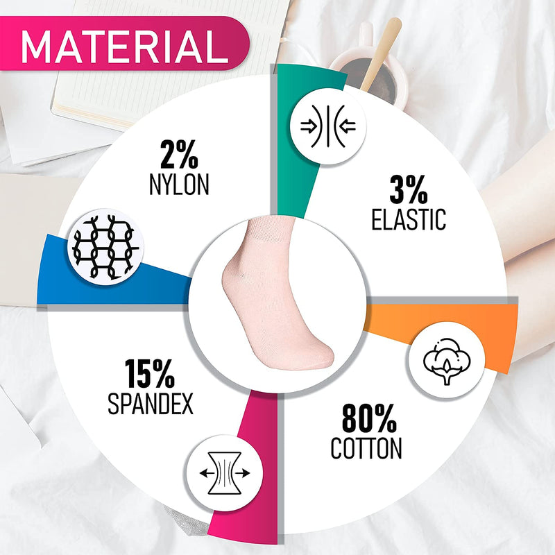 [Australia] - Special Essentials 6 Pairs Women Cotton Diabetic Socks Crew Non Binding Loose Fitting Variety Pack 