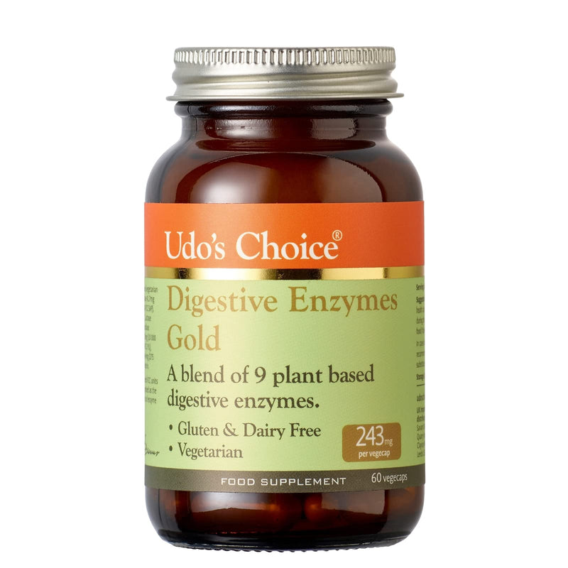 [Australia] - Udo's Choice Digestive Enzymes Gold - High Strength, New Formula - 9 Plant Based Digestive Enzymes - Vegetarian, Gluten Free & Dairy Free - 60 Vegecaps - One a Day 