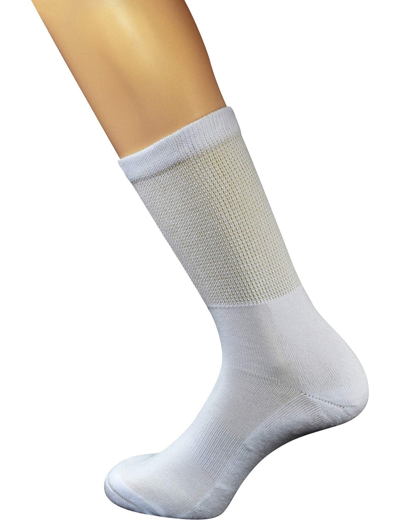 [Australia] - Yomandamor Mens 4 Pairs Cotton Seamless Diabetic Crew Socks with Arch Support 10-13 4 Pairs White 