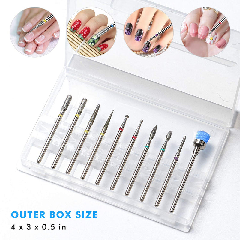 [Australia] - Nail Drill Bits Set - Cuticle Nail Bits 10PCS 3/32 inch Drill Bits for Remove Acrylic Gel Nails Drill Bit by INFELING, Manicure Pedicure Home Salon Use 