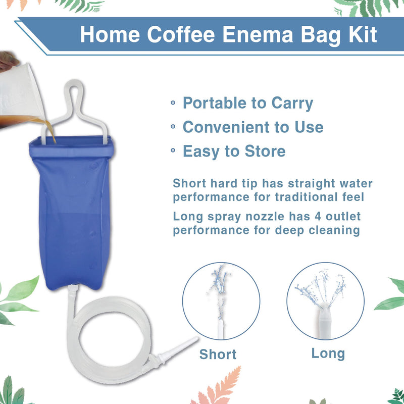 [Australia] - TopQuaFocus 1.8Quart Enema Bag Kit Home Coffee Enema Bag Kit for Colon Cleansing Portable Enema Bag for Colonic Cleanse 4.59 FT Hose 