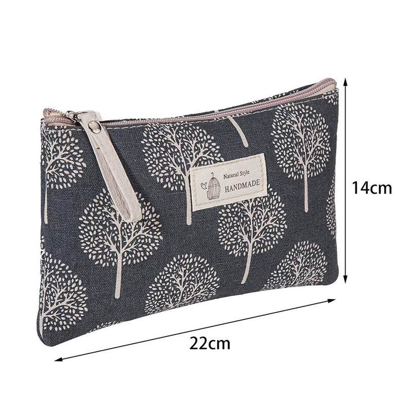 [Australia] - SUMAJU 2 Pcs Printed Canvas Cosmetic Bag, Multi-Function Travel Makeup Bag Cosmetic Pouch with Zipper Large Capacity Toiletry Bag for Women and Girls 