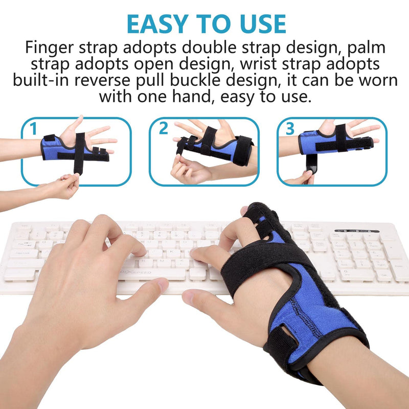 [Australia] - Fibee Boxer Fracture Splint, Pinky Finger Splint, Adjustable Two Finger Brace for 4th or 5th Finger, Metacarpal Splint Hand Brace for Arthritis Fracture Broken Mallet Dislocated Trigger Finger S/M 