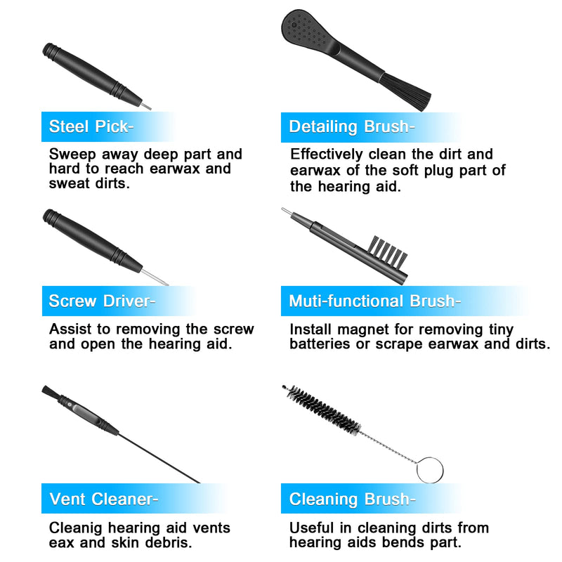 [Australia] - Hearing Aid Cleaning Kit, Hearing aid Cleaning Tools, Hearing Aid Brushes for Cleaning, Hearing Aid Earbuds Amplifier Earphone Earbuds Airpod Cleaner Kit, Hearing Aid Accessories with case (8 Pcs) 