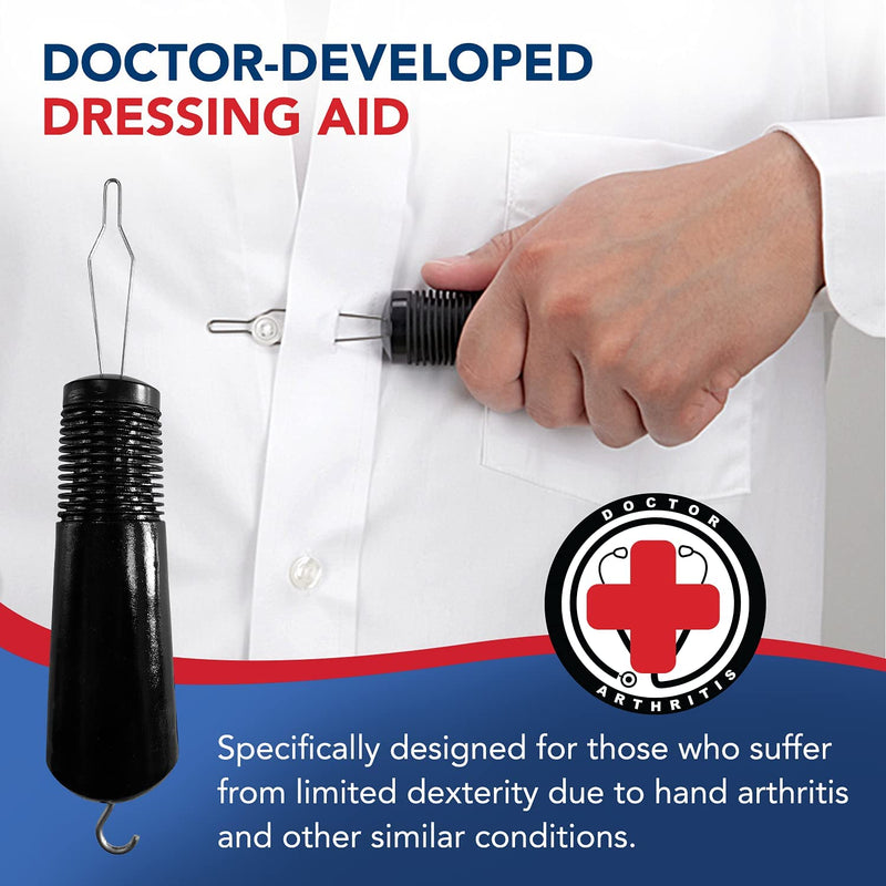 [Australia] - Button Hook & Zipper Pull, Assist, Helper Device, Dress Clothes Tool, Button Shirts Aid, One Hand, Disability, Handicapped and Seniors by Dr. Arthritis 