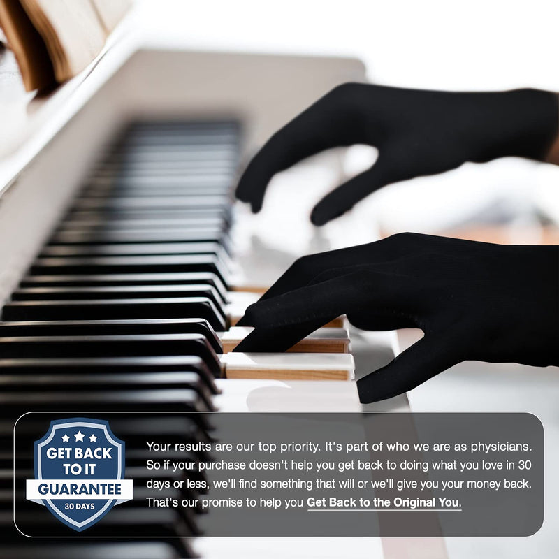 [Australia] - Dr. Frederick's Original Copper Full Finger Arthritis Glove - 2 Gloves - Perfect Computer and Phone Typing Gloves - Fit Guaranteed - X-Large Full Finger - Black 