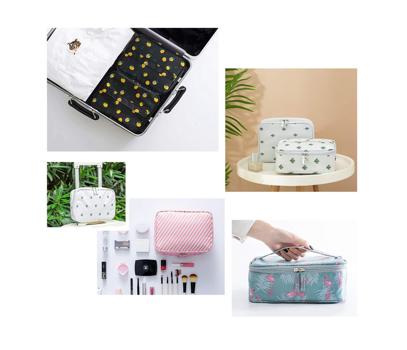 [Australia] - Travel Cosmetic Bag Large Makeup Bag Cosmetic Case Organizer for Women Girls (Black-Lemon) Black-Lemon 