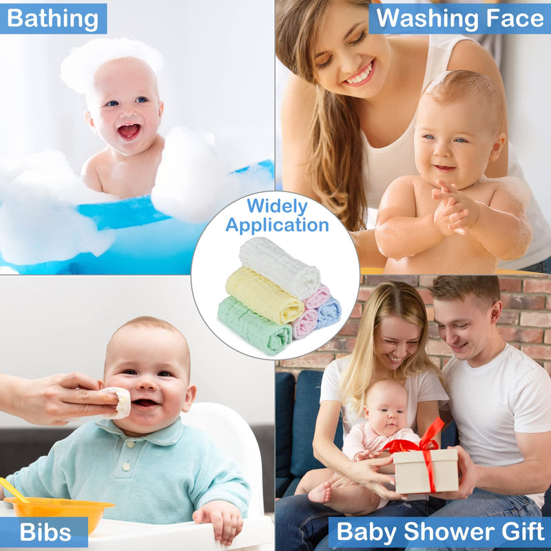 [Australia] - 12 Pcs Baby Muslin Washcloths(30 x 30cm) Natural Cotton 6 Layer Baby Muslin Square Wipes, Muslin Cotton Towel for Newborn Baby Gift 