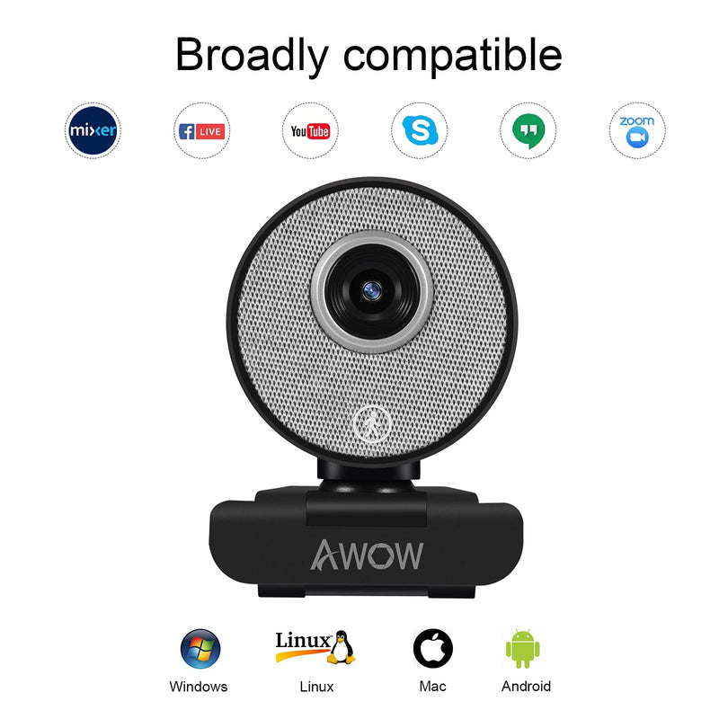 [Australia] - AI Humanoid Auto Tracking Webcam 1080P - AI Face Recognition Auto Zoom HD Camera Light Correction Plug & Play Suitable for Win10 Mac OS Linux Video Calls Meetings Online Courses Games W66 