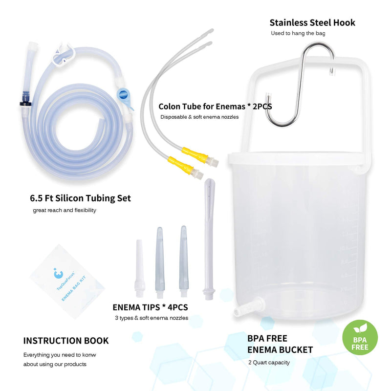 [Australia] - Topquafocus Large Enema Bucket Kit Anti-backflow Enema Kit for Men Women Colon Cleansing Detox Enemas 11oz Capacity 5 Tips Enema Kit…… 