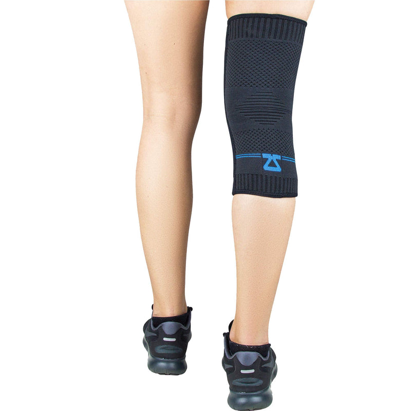 [Australia] - Zensah Elite Knee Compression Sleeve with Patella Gel Pad - Targeted Knee Support for Protection and Pain Relief – Knee Support for Running, Sports, Workout, Gym - Knee Brace (Black, Medium) Black 