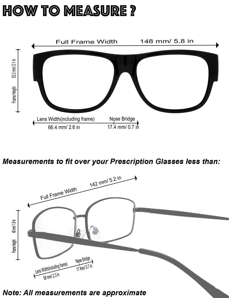 [Australia] - The Fresh High Definition Polarized Wrap Around Shield Sunglasses for Glasses - Leather Eyeglasses Case 1-shiny Black/ Brown Grey 