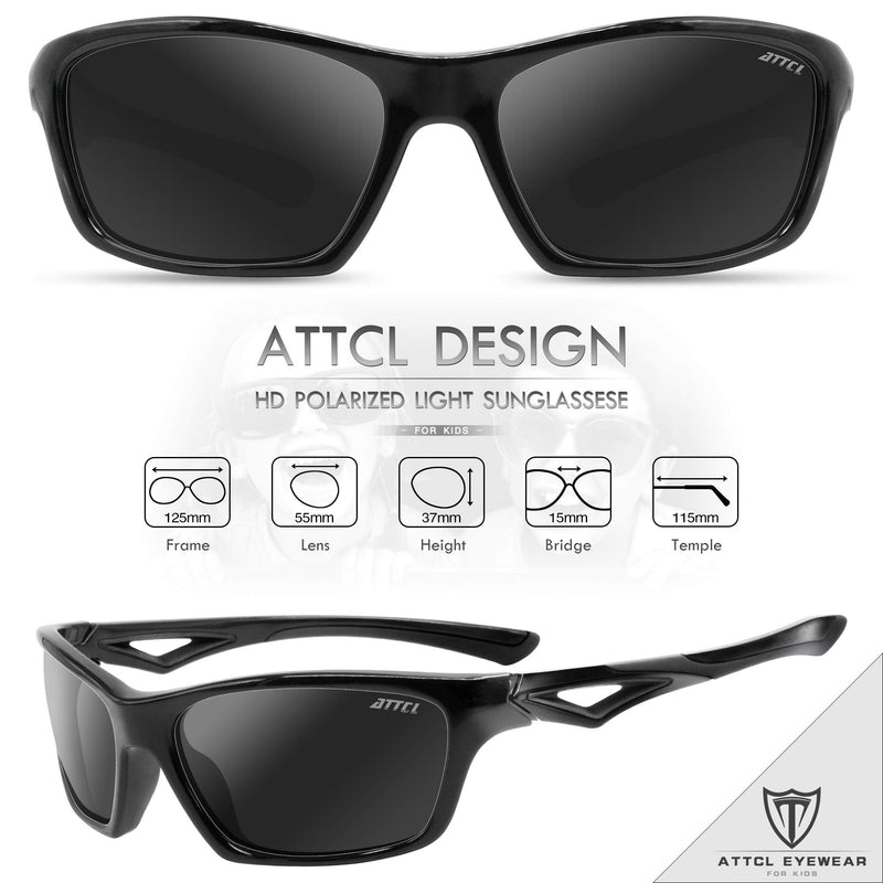 [Australia] - ATTCL TR90 Unbreakable Polarized Sport Kids Sunglasses For Boys Girls Age 3-10 Child All-black/Not Mirrored 