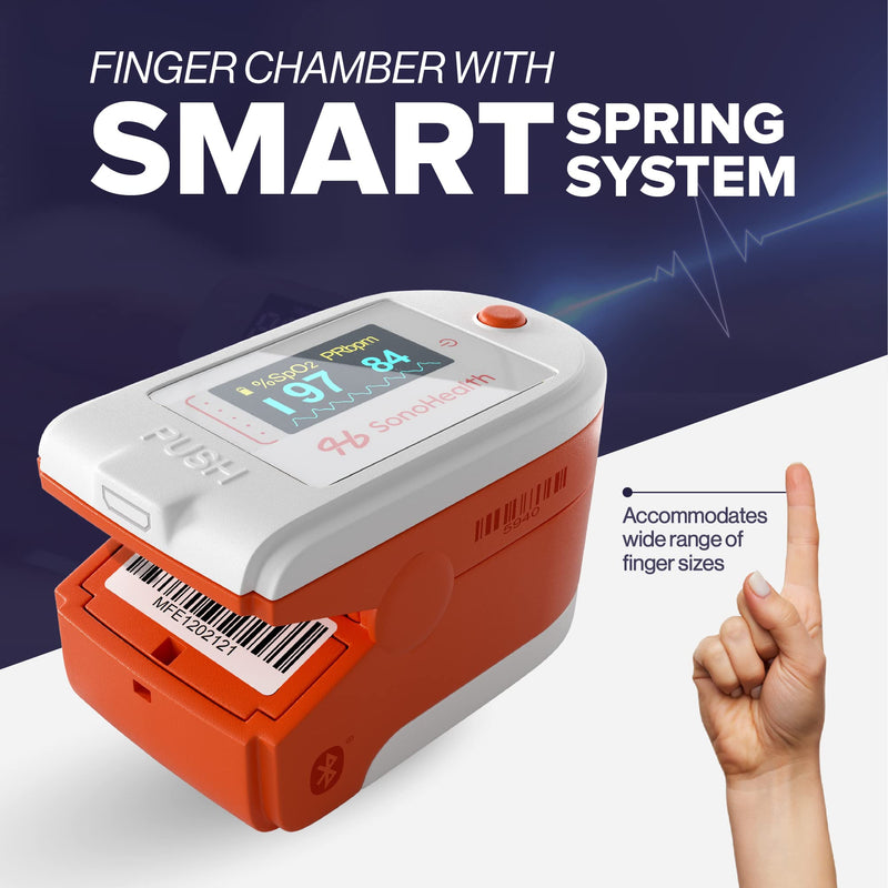[Australia] - SonoHealth DocPro® 7000BT - Professional Grade Fingertip Oximeter - Blood Oxygen Saturation Monitor, Heart Rate Monitor - Data Recording, Tech-Friendly Pulse Oximeter - Bluetooth-Enabled - Lifetime Mobile App Access 