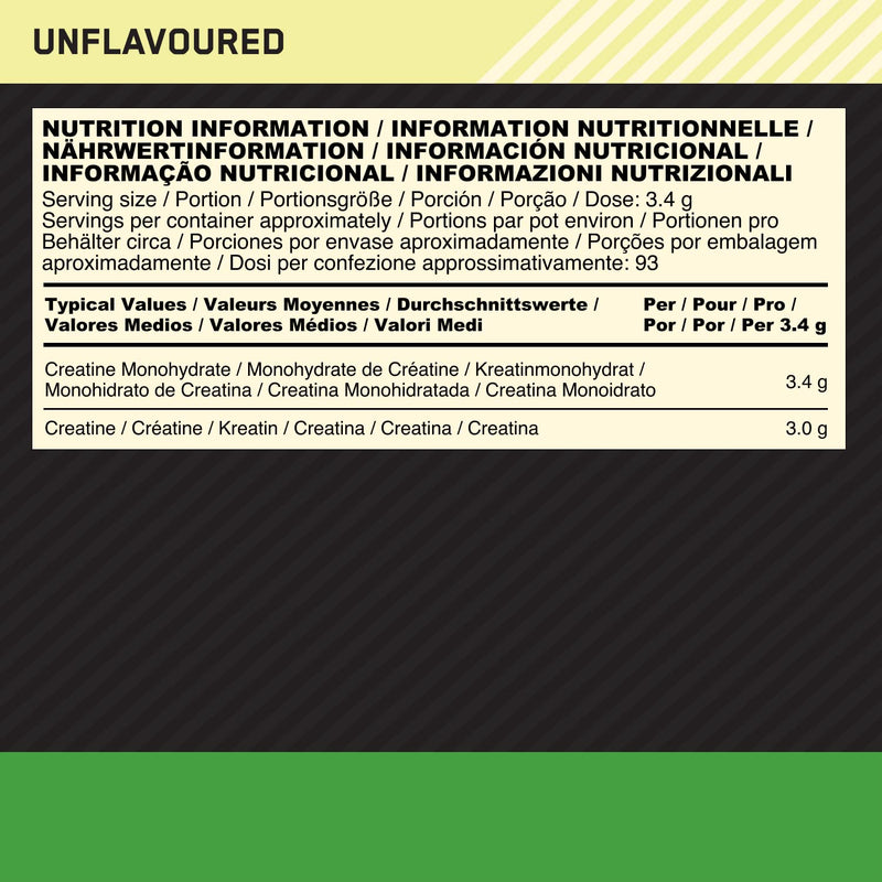 [Australia] - Optimum Nutrition Micronised Creatine Powder, 100% Pure Creatine Monohydrate Powder for Performance and Muscle Power, Unflavoured Shake, 93 Servings, 317 g 317g 