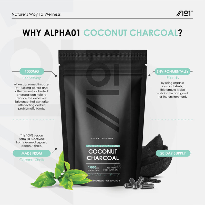 [Australia] - Activated Coconut Charcoal 1000mg | Made from Organic Thai Coconut Shells | for Bloating & Gas, Digestion & Flatulence Natural Relief | Vegan & Keto Friendly Supplement | 60 Capsules 60 count (Pack of 1) 