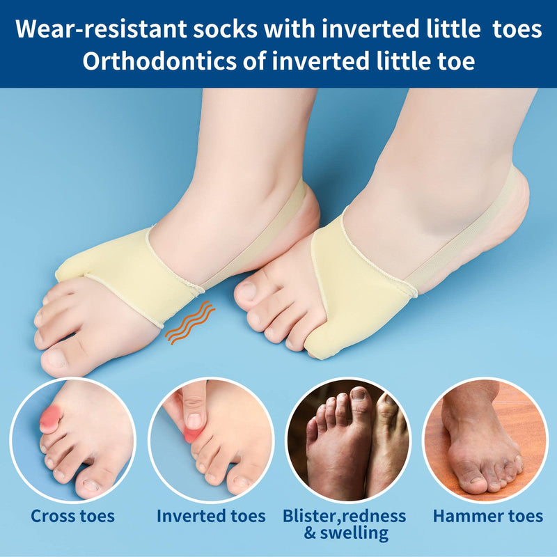 [Australia] - DYKOOK Tailors Bunion Corrector 1Pair Bunionette Sleeves Built-in Gel Pads Silicone Cover Guard with Non-Slip Strap to Relief Bunion Pinky Toe Pain, Straighten Bunionette,Overlapping Toe (Large) Beige L 