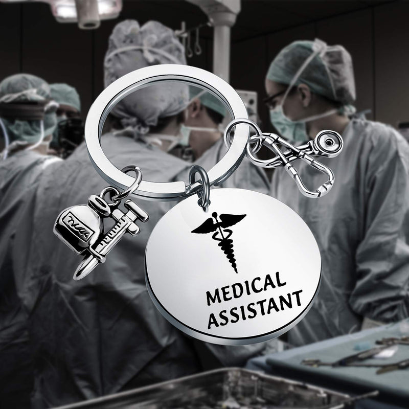 [Australia] - FUSTMW Medical Assistant Gifts MA Keychain Stethoscope Medical Assistant Students Gifts Graduation Gift MA Jewelry Medical Student Gift for Nurse silver 