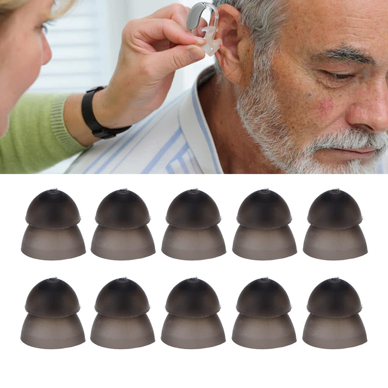 [Australia] - 10pcs Hearing Aid Domes, Soft Silicone Ear Tips Double Layer Closed Type Washable Earbud Anti Static Earplug for Seniors(Black) Black 